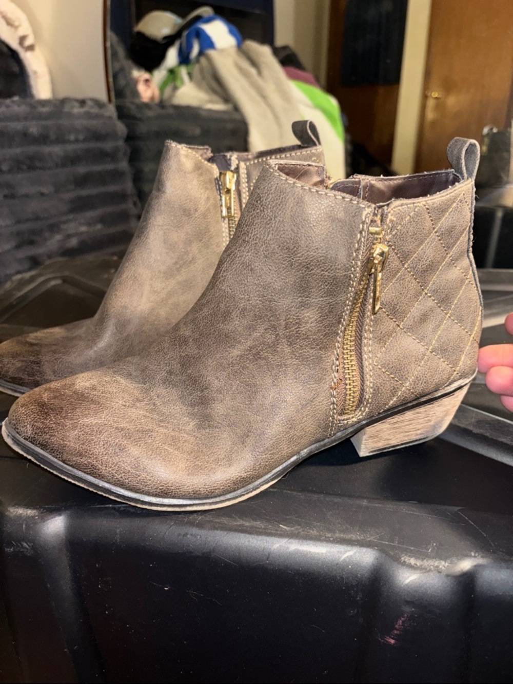 Mossimo Supply Co. Taupe Quilted Side-Zip Ankle Booties